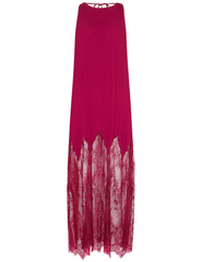 L’AGENCE Adalynn Combination Pleated Maxi Dress in Black Cherry