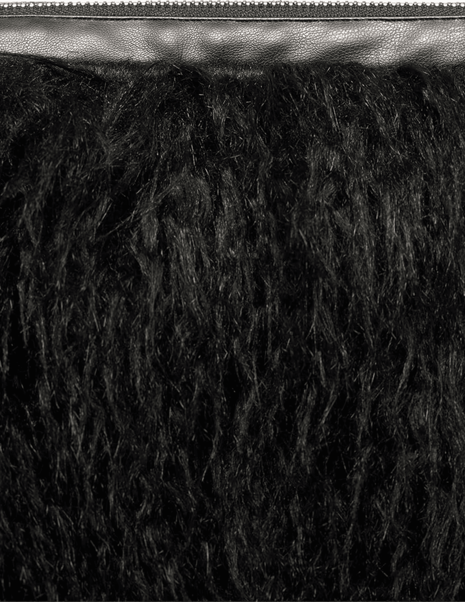 Close-up of the plush faux fur texture on the L'AGENCE Adelina Clutch.
