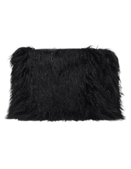 L'AGENCE Adelina Faux Fur Clutch in Black, front view.