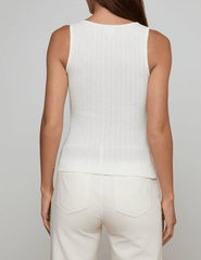 Back view of L'AGENCE Adira pointelle rib scoop neck tank top in antique white

