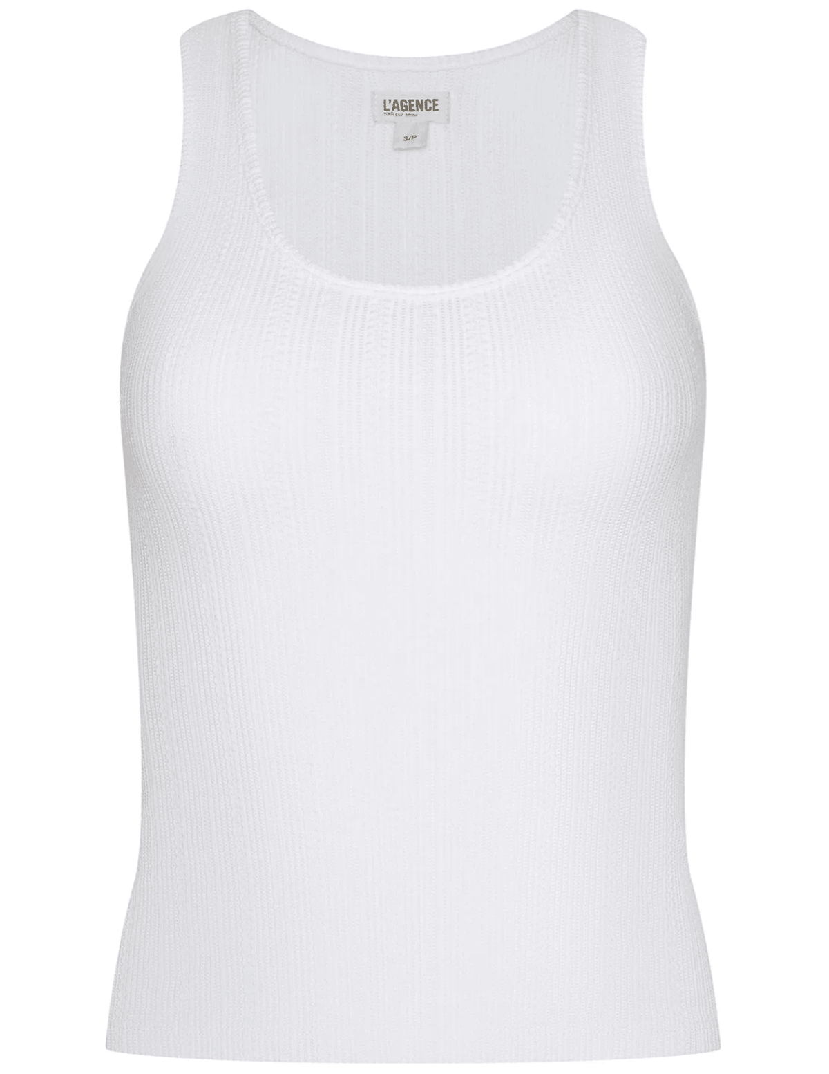L'AGENCE Adira pointelle rib scoop neck tank top in antique white