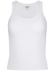 L'AGENCE Adira pointelle rib scoop neck tank top in antique white