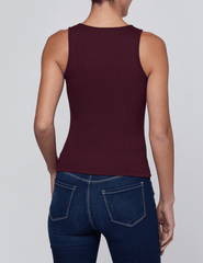 Back view of L’AGENCE Adira Scoop Neck Tank in Deep Sangria