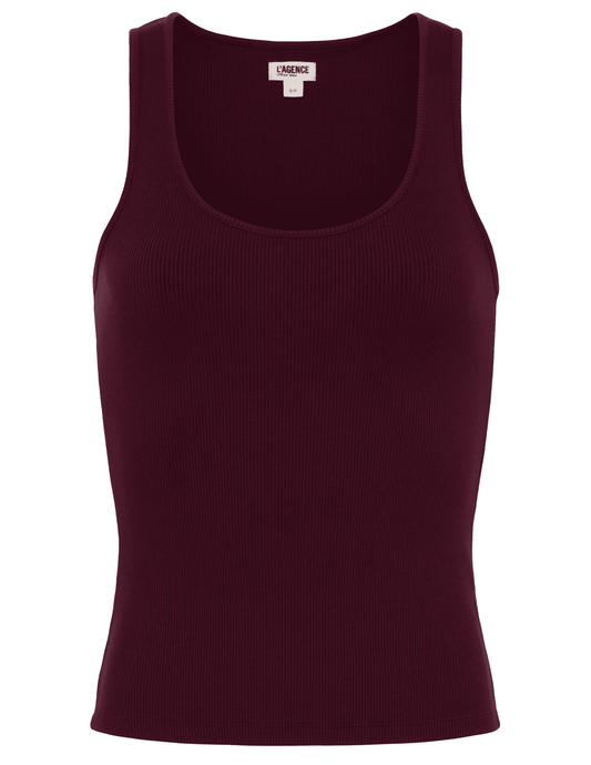 L’AGENCE Adira Scoop Neck Tank in Deep Sangria