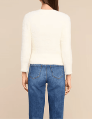 Back view of L'AGENCE Agathe Fuzzy Cardigan in Ivory