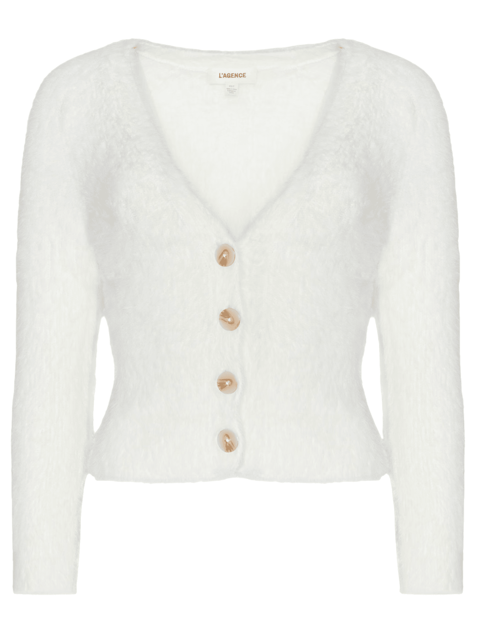 L'AGENCE Agathe Fuzzy Cardigan in Ivory