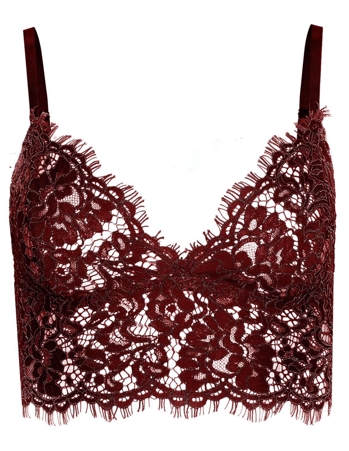 L’AGENCE Aislin Lace Bralette Top in Deep Port