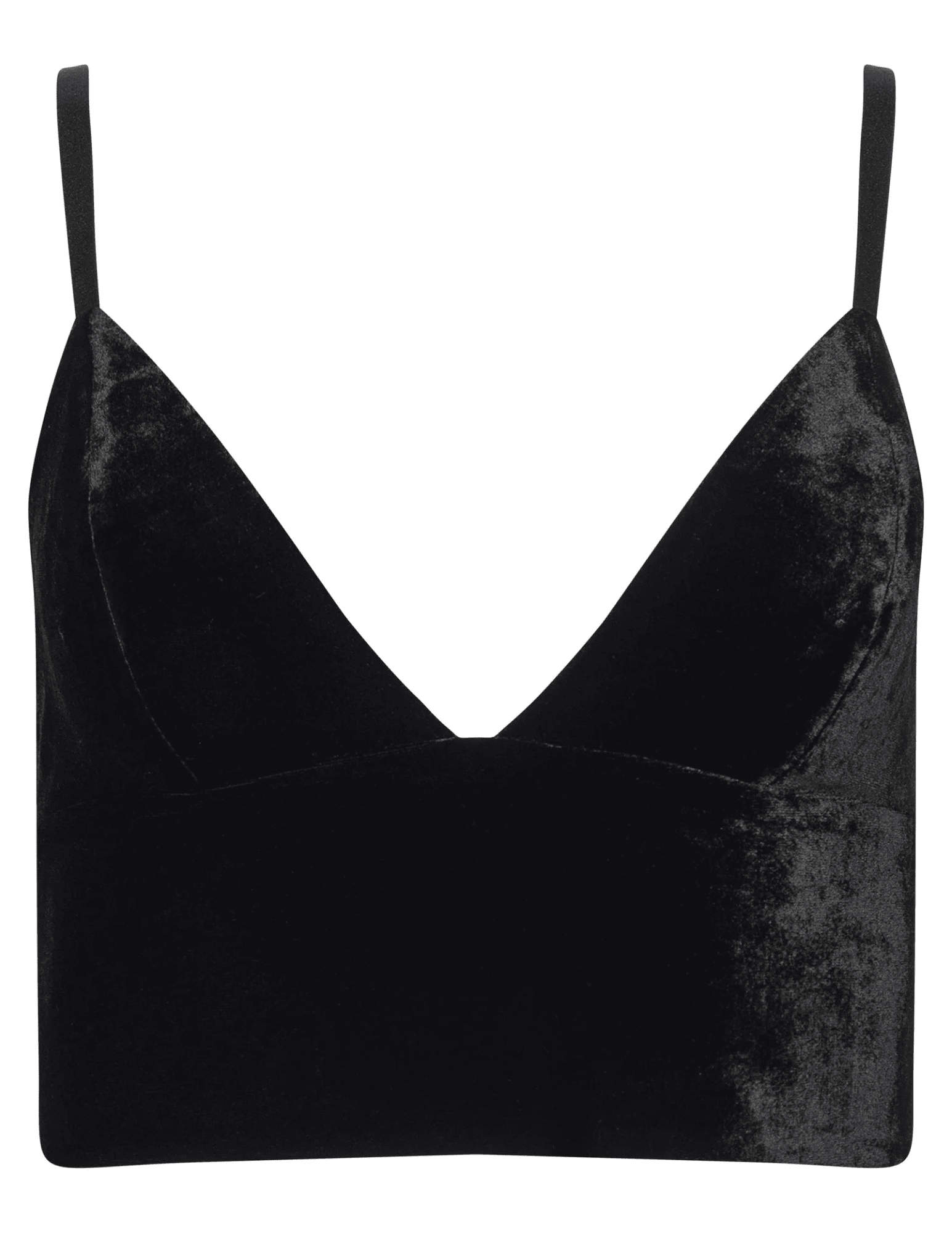 L’AGENCE Aislin Velvet Bralette Top in Black.