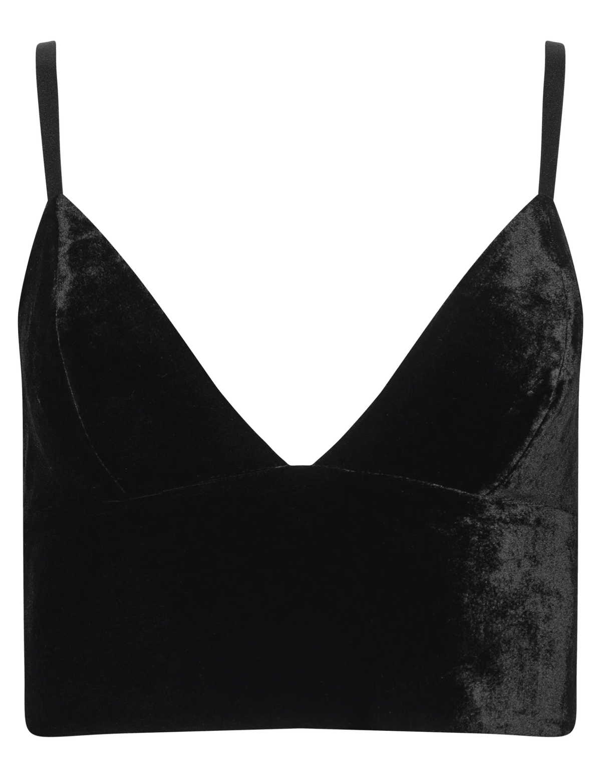 L’AGENCE Aislin Velvet Bralette Top in Black.