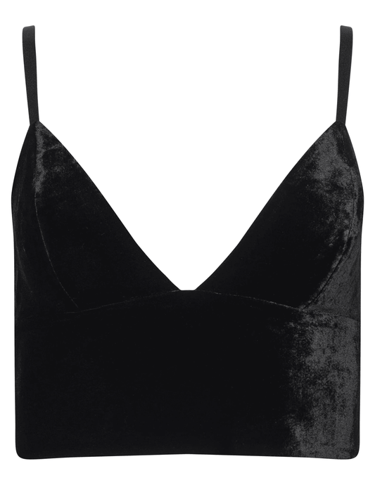 L’AGENCE Aislin Velvet Bralette Top in Black.