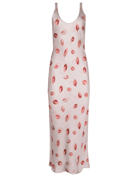 L'AGENCE Akiya Scoop Neck Midi Dress in Taupe Dark Red Faded Kiss