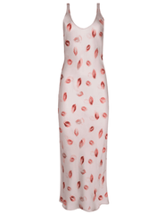 L'AGENCE Akiya Scoop Neck Midi Dress in Taupe Dark Red Faded Kiss