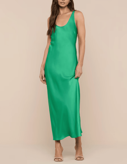 L’AGENCE Akiya island green midi dress front view