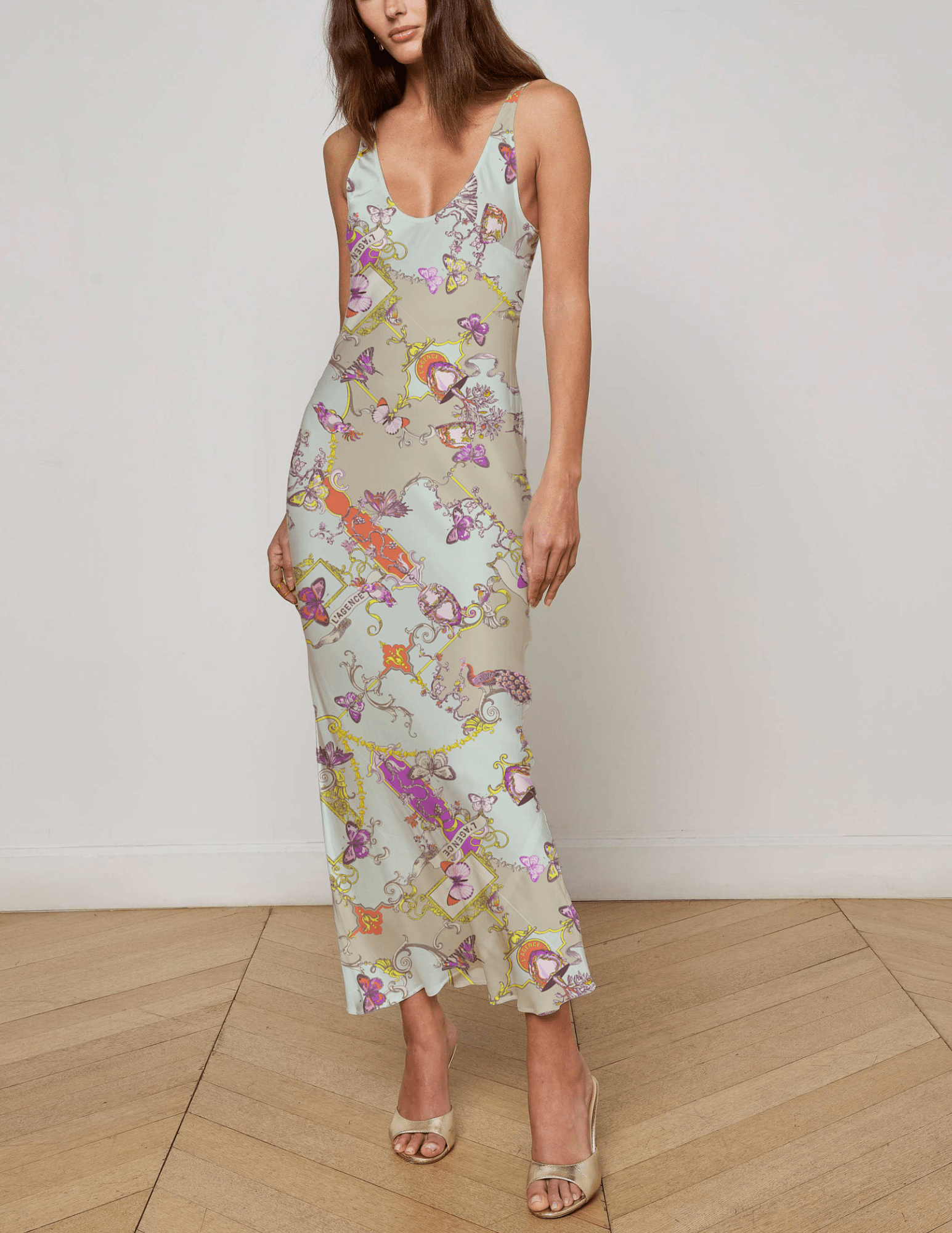 L'Agence Akiya Silk Midi Dress