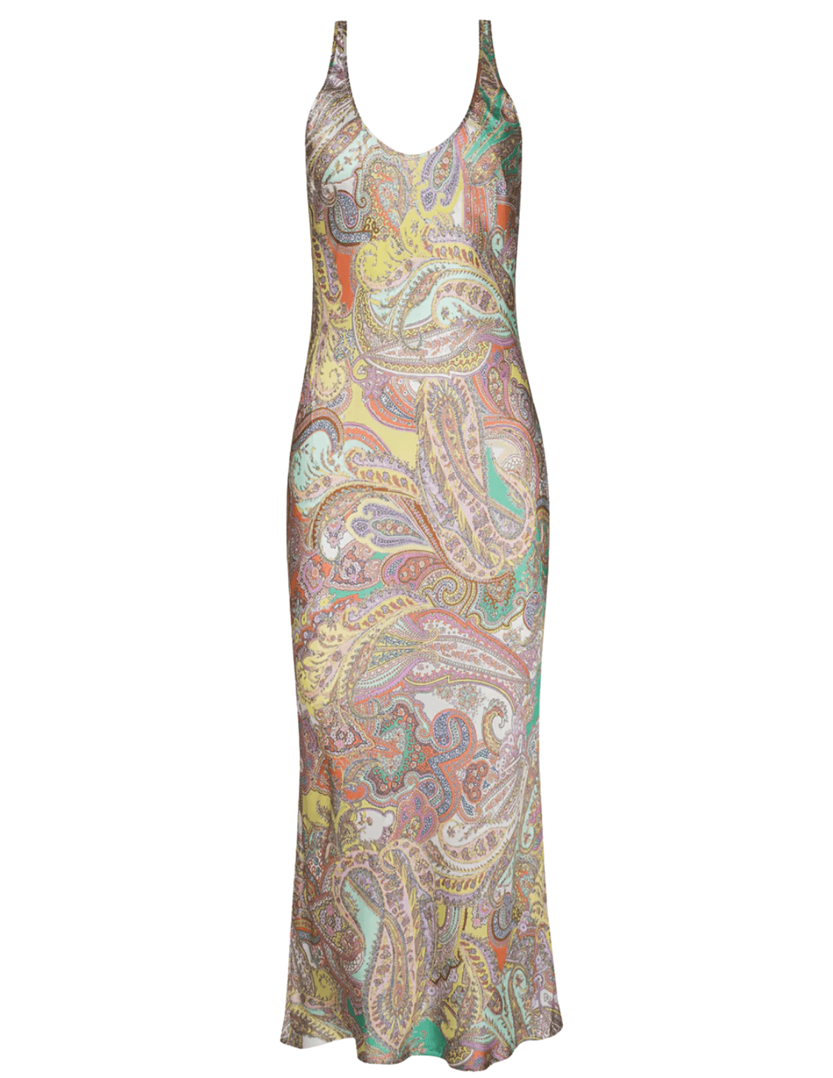 L'AGENCE Akiya scoop neck maxi dress in Green Multi Cluster Paisley print