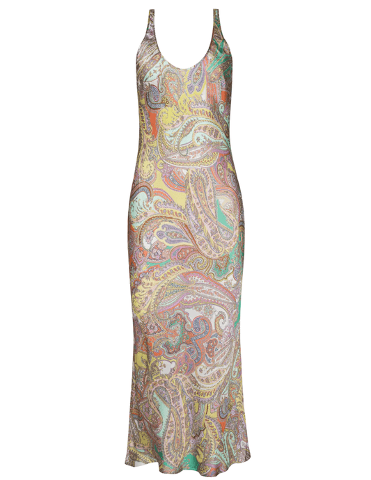 L'AGENCE Akiya scoop neck maxi dress in Green Multi Cluster Paisley print