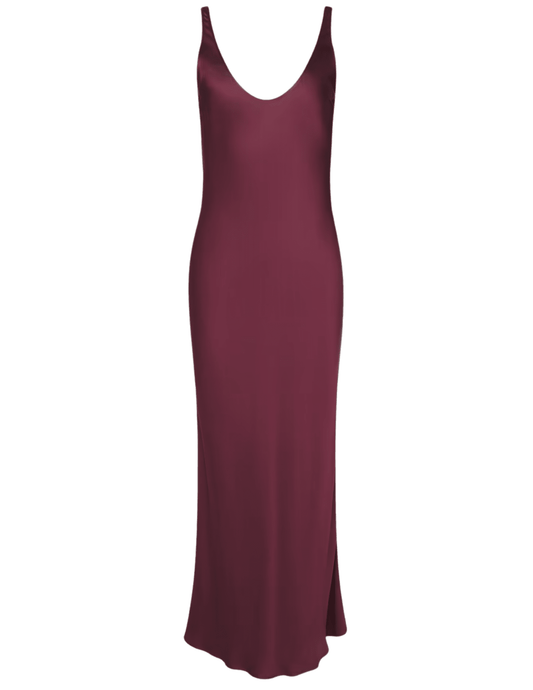 PRE-ORDER-L'AGENCE Akiya Scoop Neck Midi Dress in Merlot Red