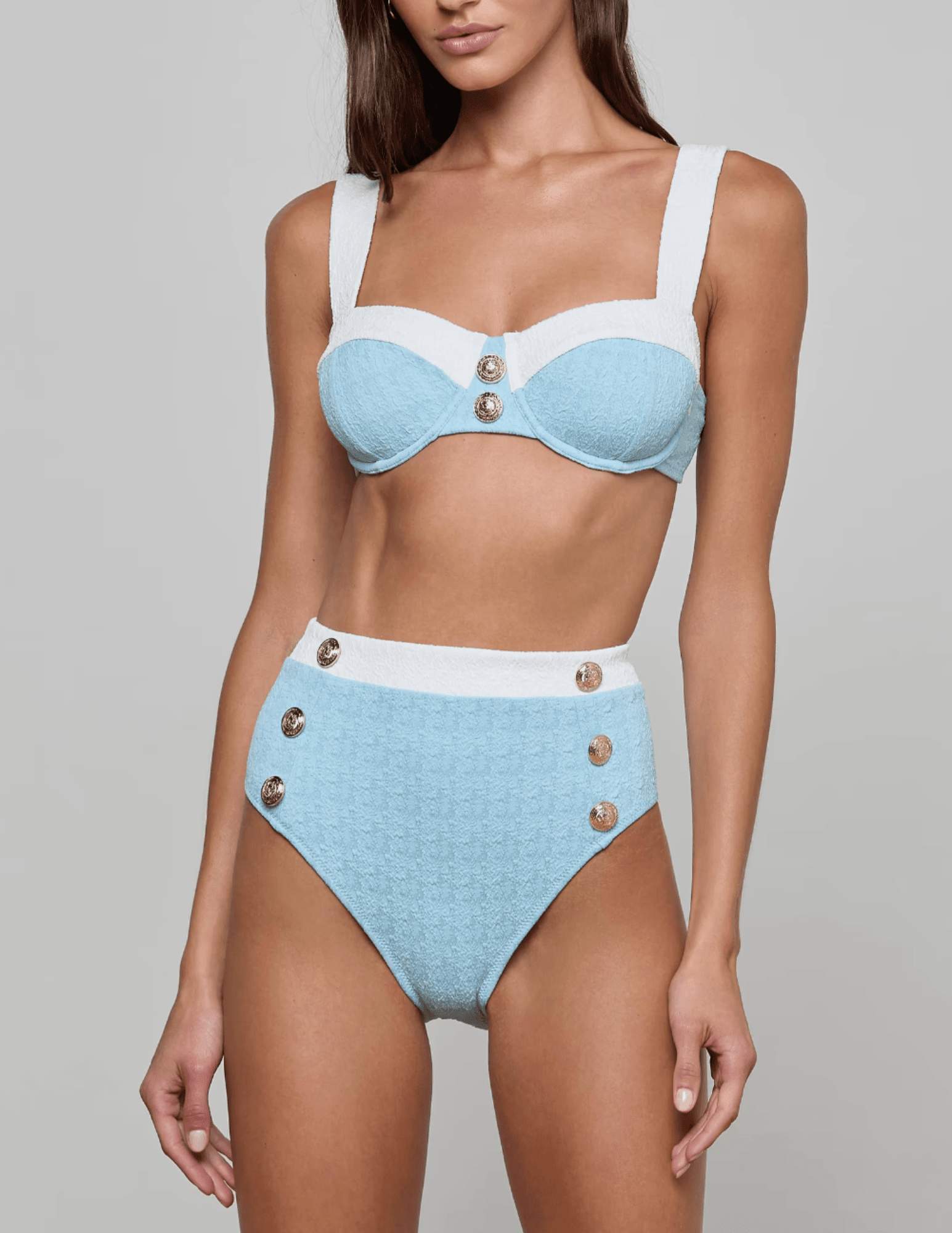 Front view of L’AGENCE Alexandria Balconette Bikini Top with removable straps