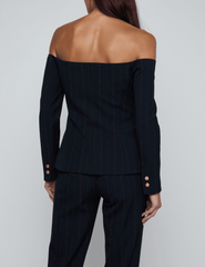 Back view of L’AGENCE Alice Blazer with hip-length hem and back vent