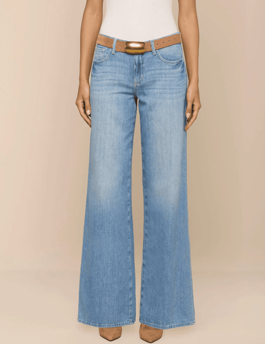 L'AGENCE Alicent High Rise Wide Leg Jeans in Seattle Wash front view
