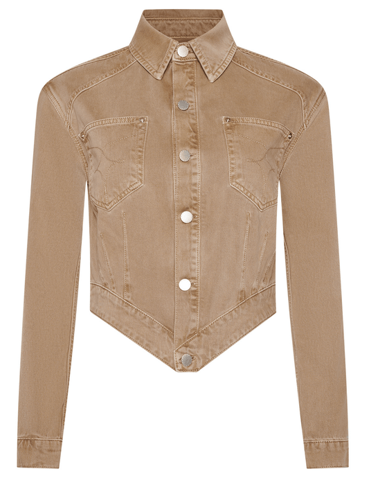 L'AGENCE Alix Denim Jacket in Antique Dark Cappuccino,