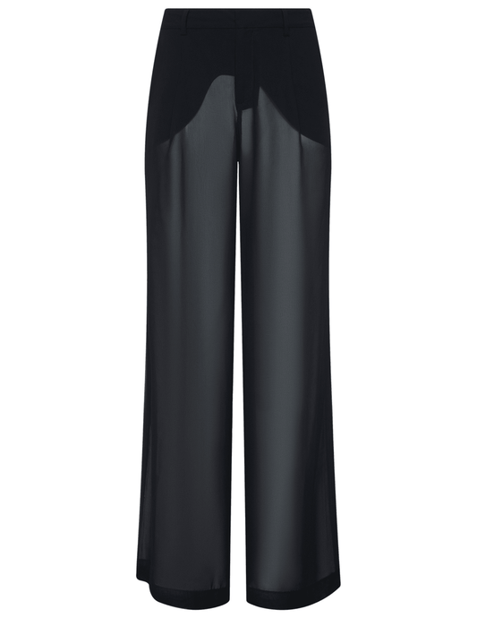 L'AGENCE Allanah Sheer Wide Leg Trouser Black