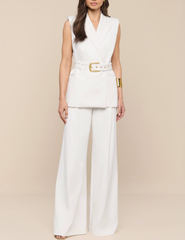 L'AGENCE Allanah trousers styled with matching white blazer vest