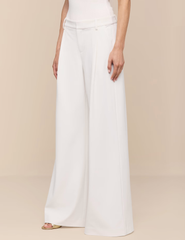 Side view of L'AGENCE Allanah white tailored trousers