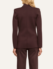 Back view of L'AGENCE Amelia Knit Blazer in Dark Java and Gold.