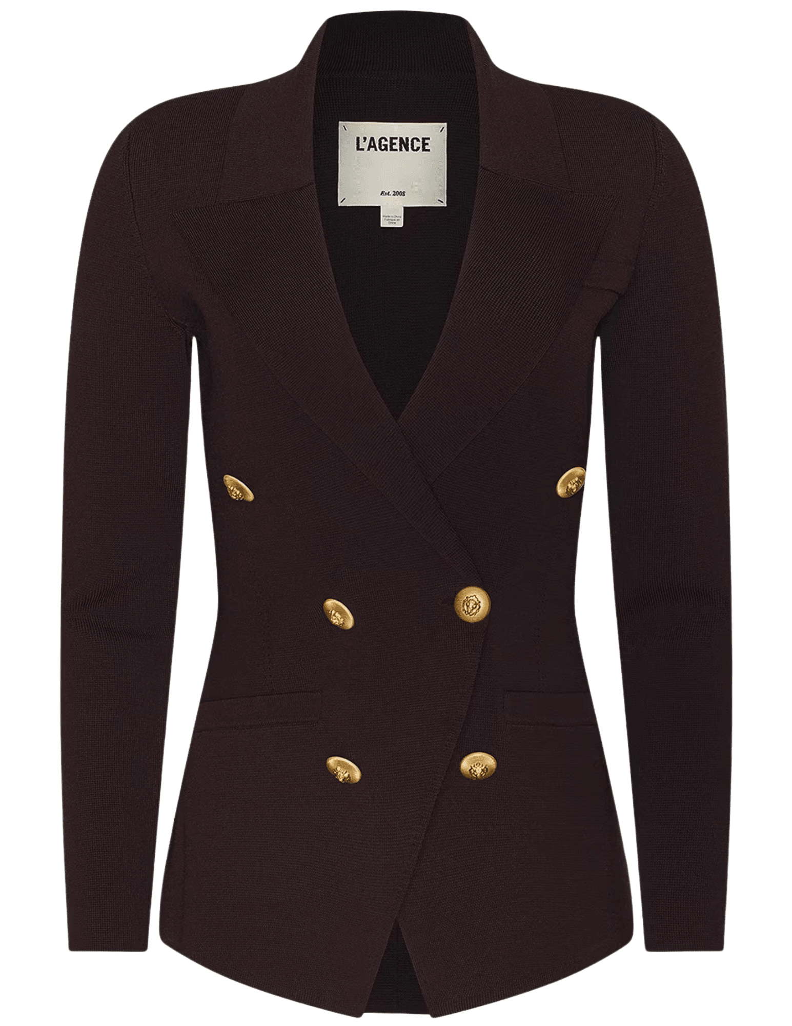 L'AGENCE Amelia Knit Blazer Dark Java & Gold