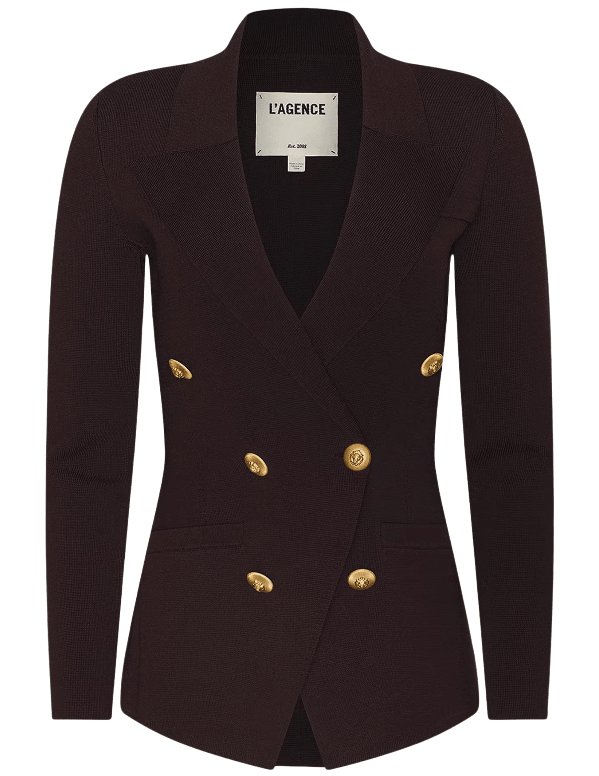 L'AGENCE Amelia Knit Blazer Dark Java & Gold