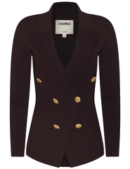 L'AGENCE Amelia Knit Blazer Dark Java & Gold