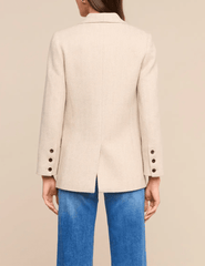 Back view of L'AGENCE Amelie Herringbone Blazer Cappuccino Ivory Tweed