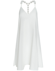 L'AGENCE Amora Pearl Strap Shift Dress in Ivory