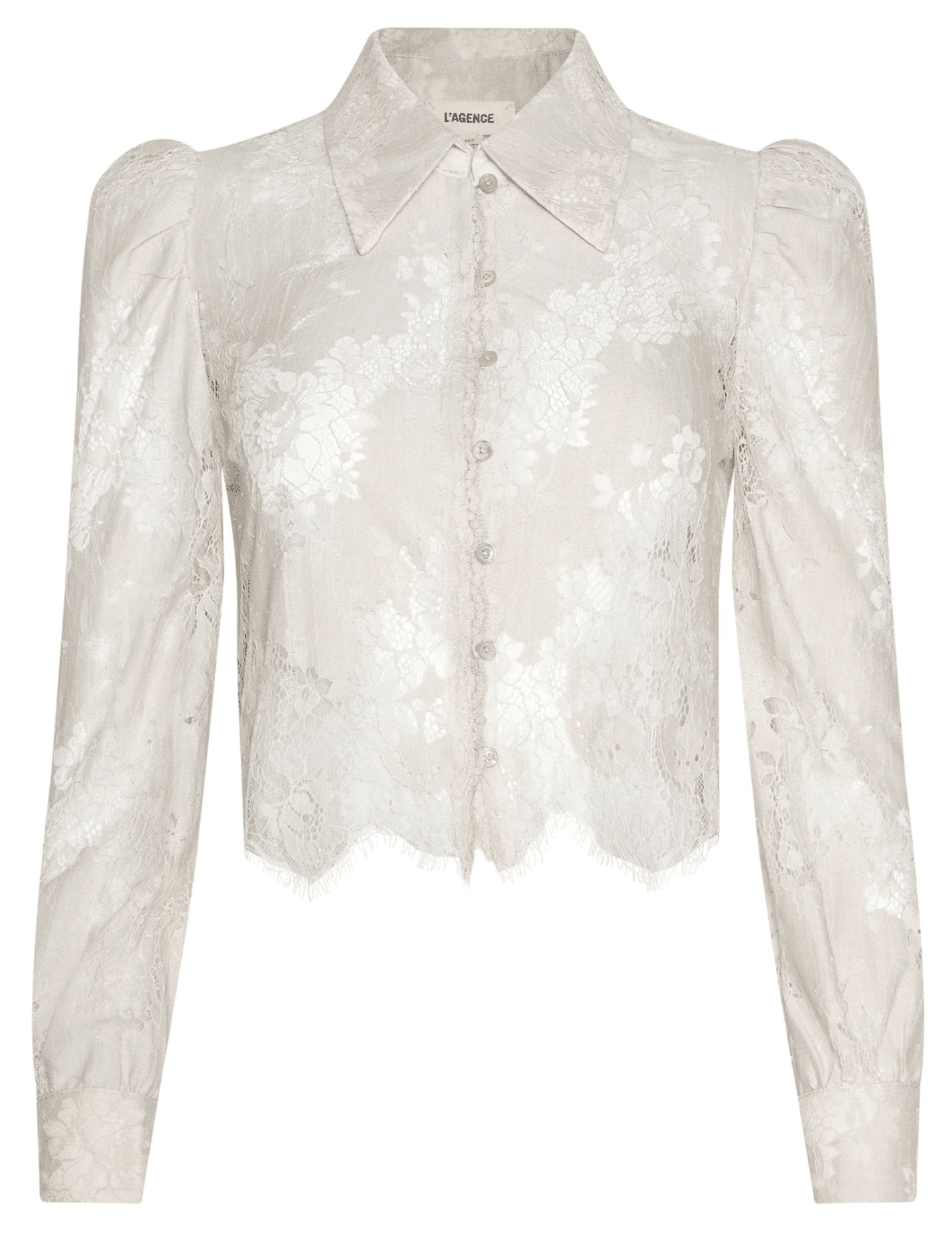 L’AGENCE Anita lace blouse with scalloped hem