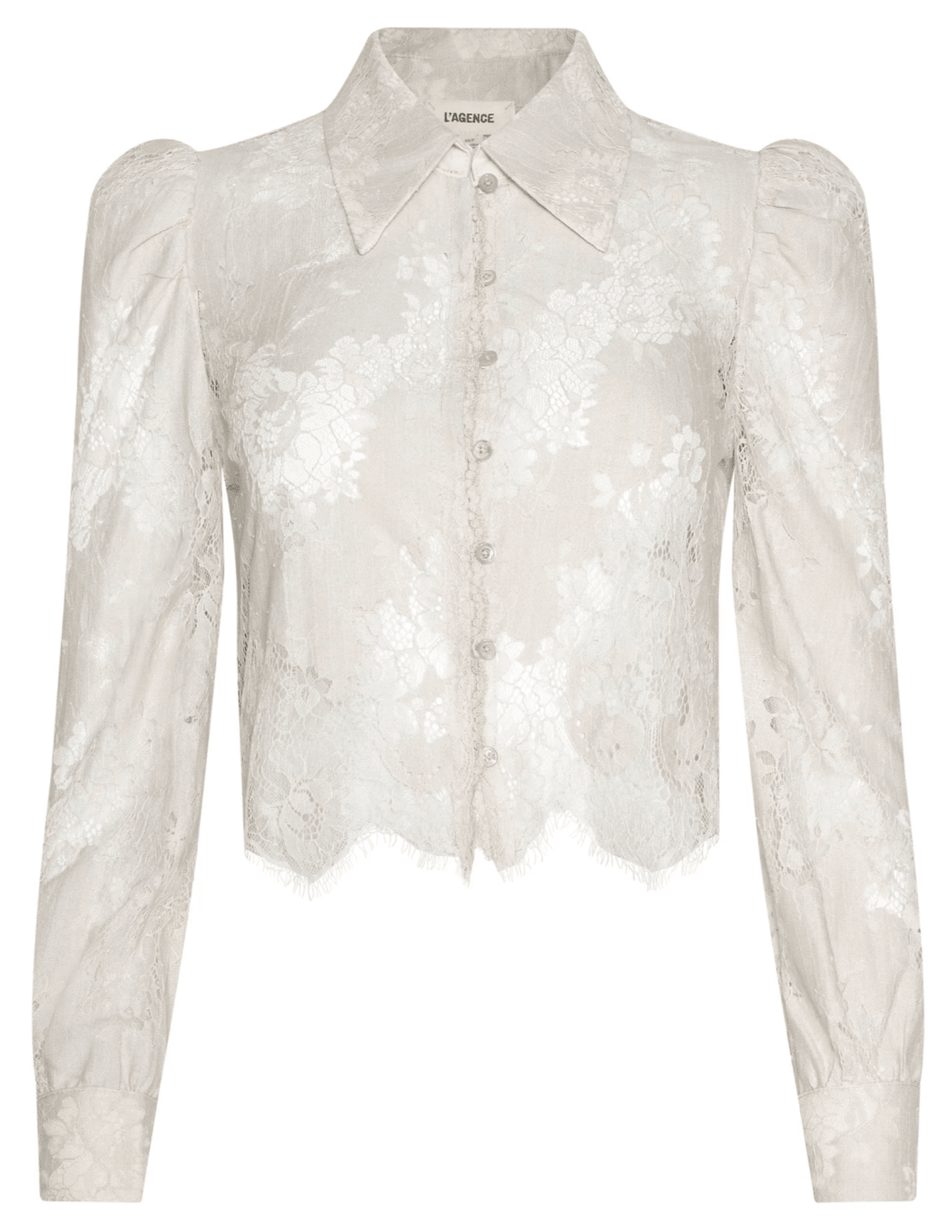 L’AGENCE Anita lace blouse with scalloped hem