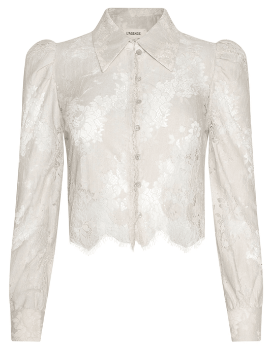 L’AGENCE Anita lace blouse with scalloped hem