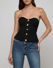 Front view of L’AGENCE Anna corset top with zipper closure