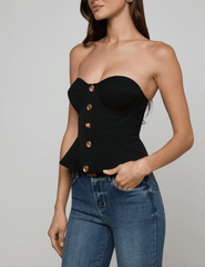 Side view of L’AGENCE Anna corset top with zipper closure