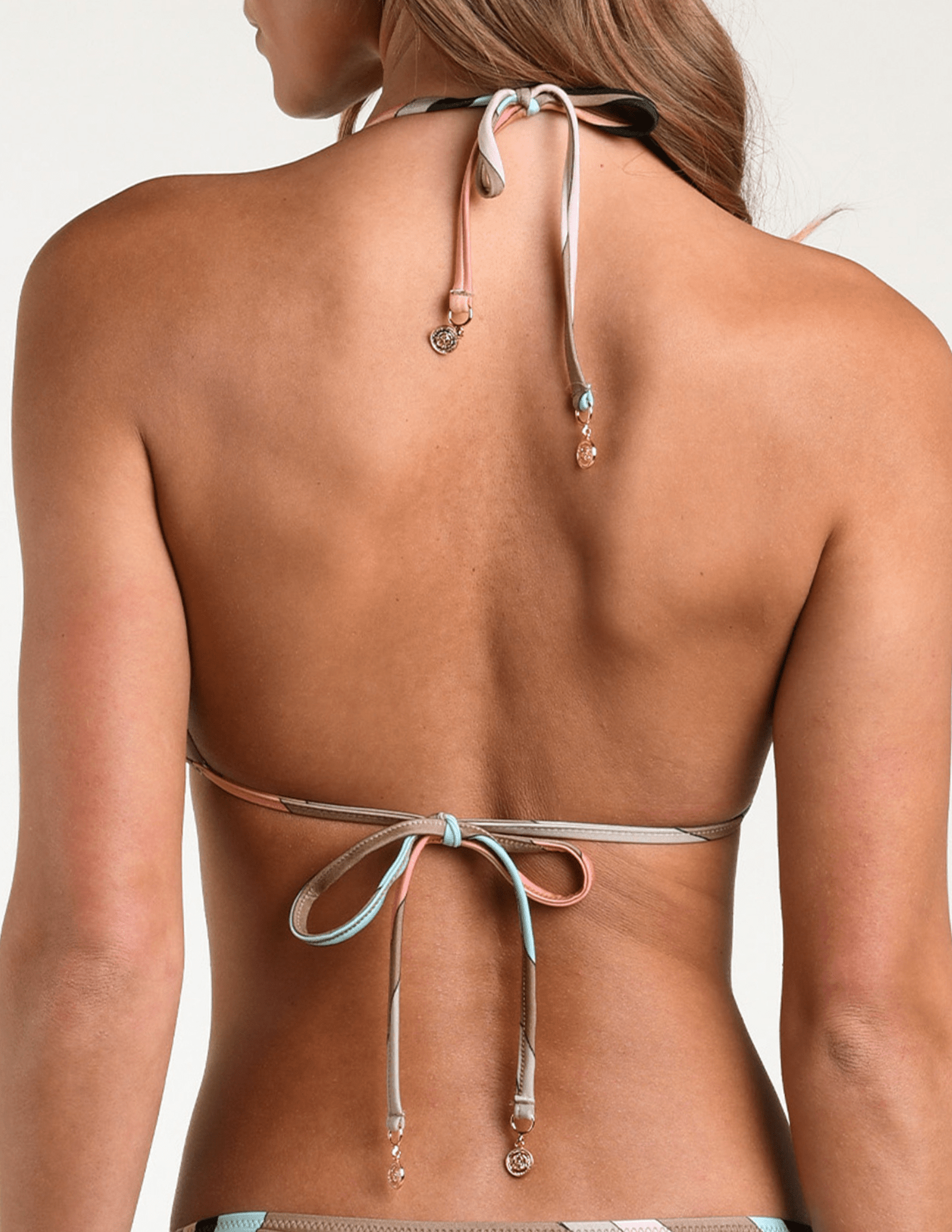 Back view of LAGENCE Annabelle triangle bikini top abstract swirl print