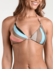 Front view of LAGENCE Annabelle triangle bikini top abstract swirl print