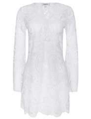  L’AGENCE Ansley Black Crochet Long Sleeve Mini Cover-Up Dress