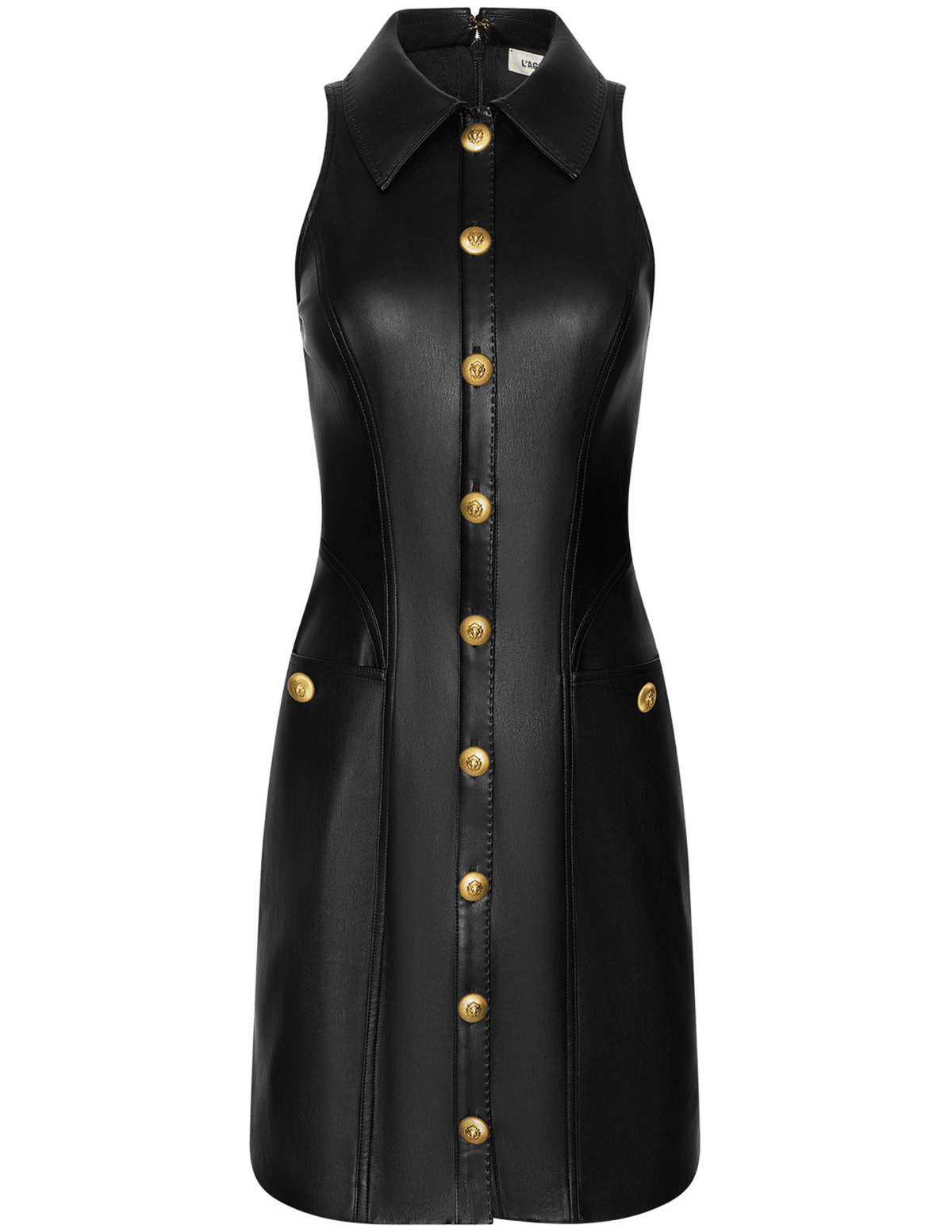 PRE-ORDER-L'AGENCE Apolline Vegan Leather Shirt Dress