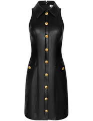 PRE-ORDER-L'AGENCE Apolline Vegan Leather Shirt Dress