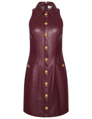 L’AGENCE Appolline Vegan Leather Shirt Dress in Deep Port