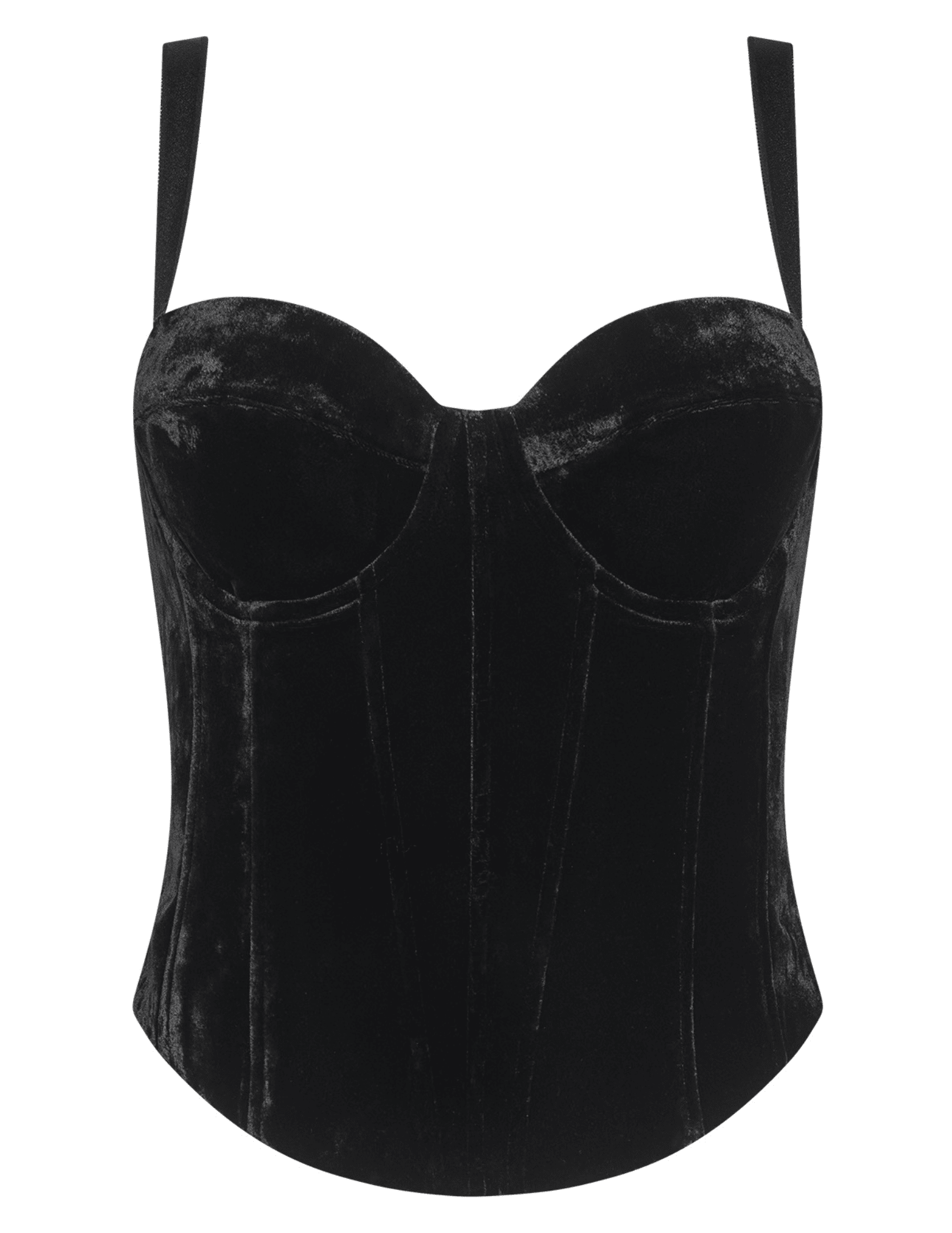 L’AGENCE Ariana Velvet Lace-Up Corset Black