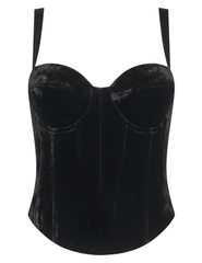 L’AGENCE Ariana Velvet Lace-Up Corset Black