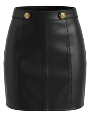 L'AGENCE Arlena Whipstitch Vegan Leather Mini Skirt Black