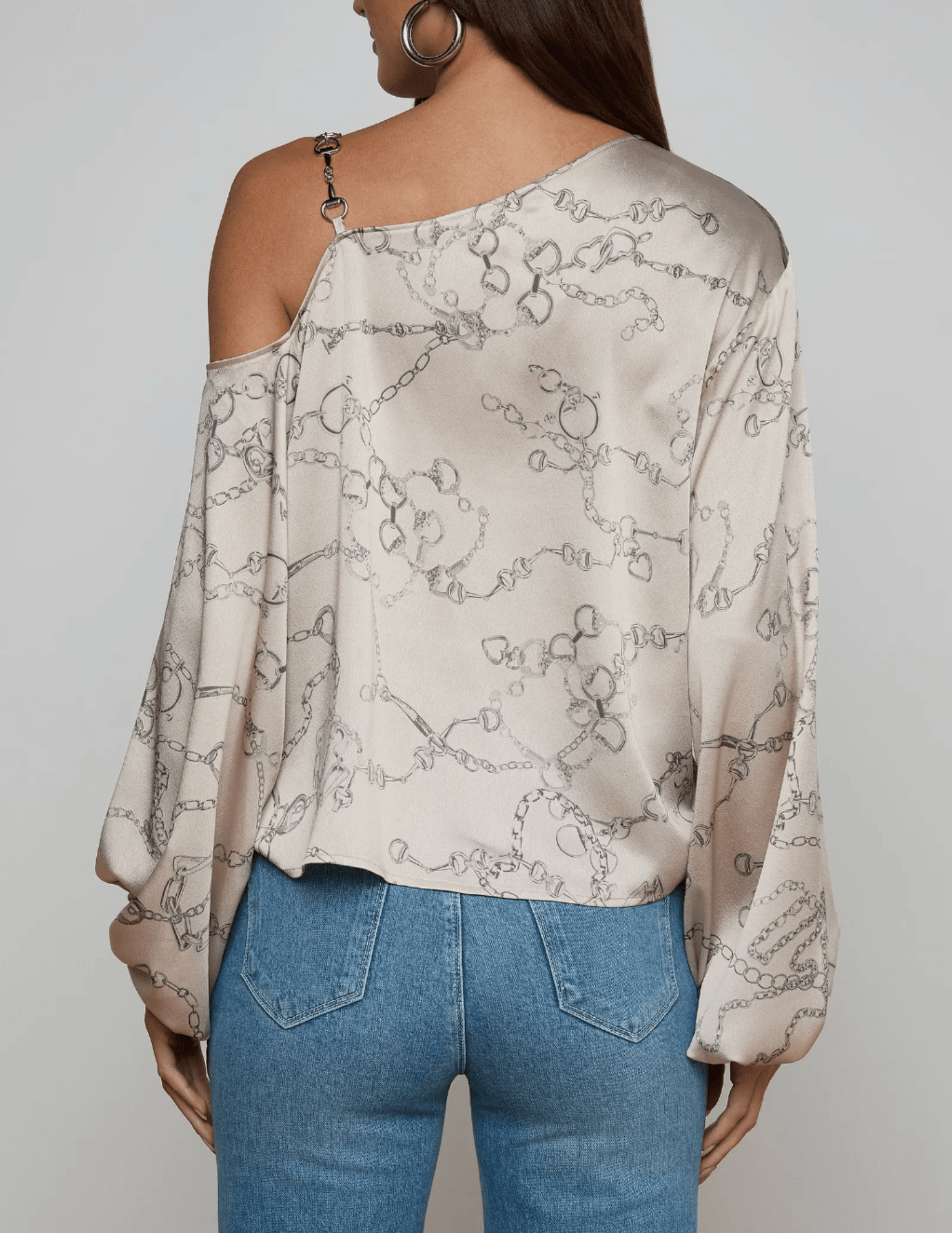 L’Agence Asami one shoulder blouse chain print back view