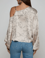 L’Agence Asami one shoulder blouse chain print back view